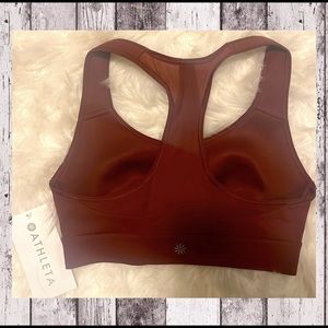 Athleta Hustle Bra Supersonic Dried Cinnamon Red 32 B/C Medium Impact NWT